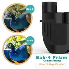 1pc Portable 12x25 HD High Power Illuminated Large View Binoculars For Hunting Outdoor Hiking Walking Camping Bird Watching Concert Sports Competition - Black - 1 Piece - View 6