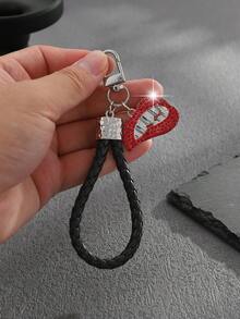 1pc Fashionable European & American Glamorous Personalized Street Style High-End Red Lips Keychain Bag Pendant, Suitable For Men & Women Car Key Bag Decoration - Silver - View 5