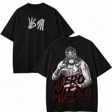 Penta El Zero Miedo Merch Tracklist Maglietta in Cotone Estiva Donna Uomo Moda HipHop Lavaggio Vintage Maniche Corte - 2 - Visualizzare 2