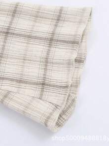 Short Plaid Dress With V-Neck, Fitted Waist, European Style, New Spring Collection - Light Grey - View 9