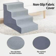 Pet Stairs Anti-Slip Dog Steps – With Removable Washable Cover, Sturdy Steps For Small Or Elder Pets, For Bed, Sofa. - 灰色 L - 查看 4