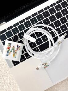 卡通字母 1.5 米捲線固定裝置，防斷裂數據線充電頭保護組，適用於 iPhone 20W 快充數據線 (A-Z) - 彩色 - 查看 4