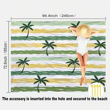 1 Stück Oversized gelb-grün gestreiftes Kokosnussbaum-Strandtuch, sandabweisend und schnelltrocknend, geeignet für 1-3 Erwachsene - leichtes, strapazierfähiges Polyestergewebe - perfekt für Reisen, Camping, Wandern und Lässig am Strand, Strandmatte, Camping-Bodenabdeckung - Gelbgrün gestreifte Kokospalmen - Übersicht 14