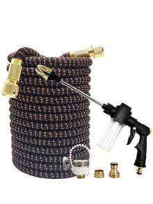 25-125FT Expandable Garden Hose With Foam Water Gun, Metal Connectors, For Garden Watering And Car Washing - A - View 14