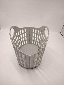 1pc Foldable Laundry Basket, Large Capacity Plastic Clothes Storage Bin, Modern Design, Durable Bathroom Storage Organizer Rack - Multicolor - View 13