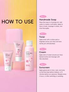 Laiku Japan Cherry Blossom Travel Set 4pcs Cleanser, Toner, Essence, Lotion, Moisturizing Brightening Long-Lasting Portable - Specification - View 4