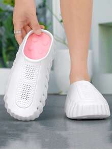 Women's EVA Slippers, Summer Sandals, Massage Shoes, Thick Sole Shoes, Height-Increasing Shoes, Breathable Shoes, Couple Shoes, Home Shoes, Bathroom Shoes, Beach Shoes, Water Shoes, Student Shoes, Work Shoes, Outdoor Shoes, Casual Shoes, Men's Slippers, White Shoes - White - View 3