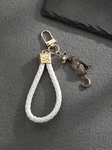1pc Fashionable European & American Vintage Personalized Premium Leopard Animal Keychain Bag Charm, Suitable For Men's Car Key & Bag Decoration - Multicolor - View 6