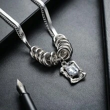 Men's Double Layer Titanium Steel Necklace - Black - View 4