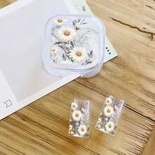 時尚白色菊花圖案 14 Pro Max 英規插頭充電器保護殼，17 15 16 英規 20W 快充頭保護套，數據線保護套 - 無色 - 查看 5