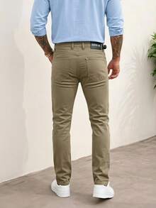 Men's Casual Washed Low-Rise Tapered Khaki Jeans - Khaki - View 5