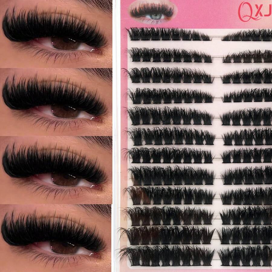 Linna New False Eyelash Clusters, D-Curl Voluminous Fluffy Cat Eye False Eyelashes, 5D Cluster Lashes Reusable For Daily, Workplace, Party And Other Occasions | Cartoon Lashes | Lashes | Eyelashes | Lash Clusters - D - View 1