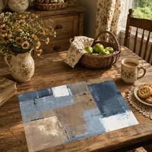1pc/4pcs/6pcs, Home Decor, Abstract Pattern Printed Linen Placemats, All Season, Suitable For Dining Table, Washable Placemats, Coasters, Kitchen Placemats, Home Goods, Kitchen Supplies, Dining Table Decor - Multicolor - View 4