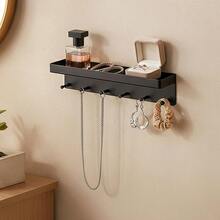 1pc Wall-Mounted 6-Hook Key Rack, Dual-Direction Design, Easy Installation For Keys And Mail. Suitable For Entryway, Hallway, Office And Other Areas, Black Surface Design. - Multicolor - View 9