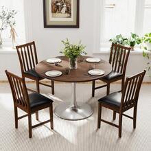 [Free Shipping] Wooden Dining Chair Set Of 2 With Rubber Wood Frame And Padded Seat-Brown-XY478989 - FXCHIGAQ4GI2E1 - View 6