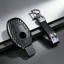Carbon Style ABS Car Key Case Cover Fob Keychain For A B C E Class GLS GLA GLK GLC CLS CLA AMG W204 W205 W212 W176 - A - View 1