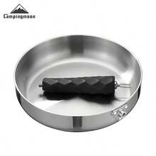 CAMPINGMOON Outdoor Camping Deep Frying Pan Three-Layer Steel Portable Detachable Handle Suitable For Frying And Boiling CC-23 - Silver - View 10