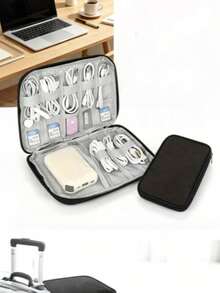 1 pieza Estuche organizador de cables de viaje con múltiples bolsillos para accesorios electrónicos, cables, cargadores y tarjetas de memoria - Bolsa portátil para equipo tecnológico para oficina y artículos esenciales de viaje (el diseño interior es aleatorio) - Multicolor - Ver 6