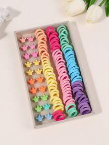 120PCS Candy Colored Hair Accessory Set With Elastic Hair Ties And Hairpins Suitable For Daily Girl Gifts Girls Hair Stuff(Hair Clip Color Random) - Multicolor - View 7