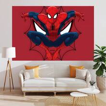 1 Conjunto Autorizado de Decoração de Festa com Tema de Super-Herói de Desenho Animado, Painel de Bottom (210*150/150*100/100*75cm) Bottom Vermelho com Teia de Aranha, Painel de Fotografia Legal com Salto, Decoração de Parede para Festa de Recém-Nascido, Festa de Aniversário, Bottom para Transmissão ao Vivo, Decoração de Estúdio de Fotografia, Adereço - Multicolorido - Visão 10