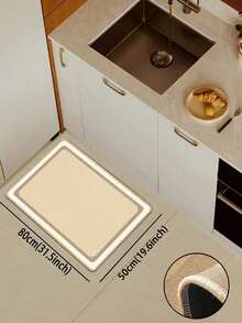 1pc Of Light Beige, Square-Patterned Rubber Cushioned Kitchen Mat, Water-Absorbing And Easy To Clean, Suitable For Use In Kitchens, Bathrooms, And Other Areas. Ideal For Use Throughout The Year And For Various Holidays. - Multicolor - View 12