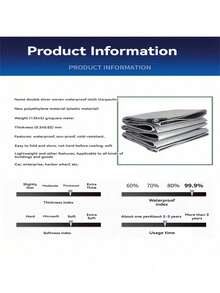 1pc Silver Plastic Woven PE Waterproof Tarp, Outdoor Rainproof Cover, Waterproof Canopy, Sunshade Tarp, Random Style (2*2m No Rope) Outdoor Picnic - A - View 5