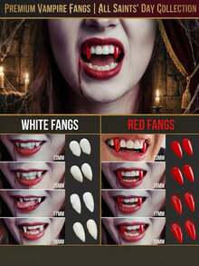 1/4 Pairs Of Halloween Vampire Zombie Dentures (Includes Solid Teeth Glue), Spoof Denture Toys, Party Dentures, Fang Makeup, Dance Party Denture Accessories Makeup Props, Role Playing Party Vampire Braces, Giving Gifts To Others Halloween Gifts - A - View 4
