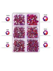 Nueva caja de cristales de diamantes de colores con base plana de varios tamaños para decoración 3D de arte de uñas, strass - Rosa Pálido - Ver 15