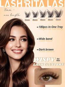 RITALASH 180PCS Premium Dark Brown Cluster Lashes Thin Band Lashes Soft & Lightweight All-In-One Kit With Strong Hold Glue And Precision Lash Tweezers For Daily Makeup Daily Going Out, And Holidays - Brown - View 4