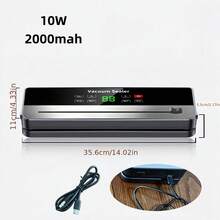 Electric Vacuum Sealer, Kitchen Food Sealer, Built-In Cutter, Dry & Wet Food Vacuum Packaging Machine - Multicolor - View 3