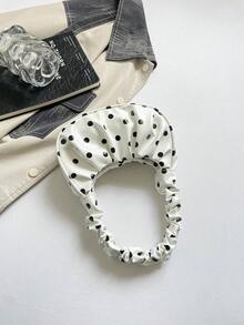 Mini Small Bag Polka Dot Pattern Contrast Color Women's Pleated Handbag Solid Color Cloud Crescent Bag - White - View 6