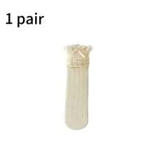 1 Par de Meias Slouch Femininas de Verão com Renda Vazada e Acabamento em Renda, Cano Médio, Decoração com Laço e Fita Doce, Estilo Extra Longo, Respirável e Fino, para Sapatos Mary Jane, Ballet, Lolita, JK Girl Japonesa, Tênis de Treino, Cor Sólida Versátil - Multicolorido - Visão 9