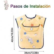baberos para, 3 Piezas baberos impermeables con mangas, impermeables con Escote Ajustablebaberos, Baberos Impermeables Nio/Nia, Baberos con Bolsillo para 1 - 3 Aos - a - Ver 3