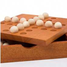 Wooden Single Player Peg Game - With Storage Box, Classic Single Player Puzzle, Portable Travel Educational Intelligence Game Toy, IQ Challenge Logic Training Desktop Intelligence Game - Rust Brown - View 5