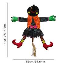 Large Crashing Witch Halloween Decor, Halloween Decorations Outdoor Tree Hugging Witch Props Ornaments, Hanging Into Tree/Porch Pole/Door/Yard, Outside Garden Funny Witches Crashed - Multicolor - View 9