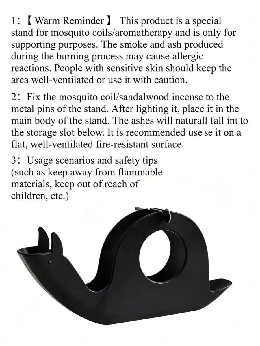 2026 Incense Holder, Snail Shape, ABS Plastic, Home Decor, Mosquito Repellent, Spring/Easter - Black - View 1