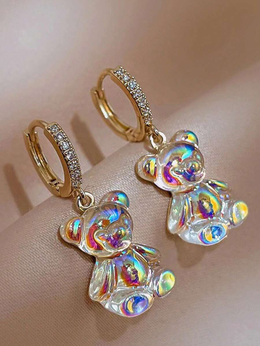1 Pair Cartoon Bear Pendant Earrings, Suitable For Daily Wear, Holiday And Party Gifts - Multicolor - View 1