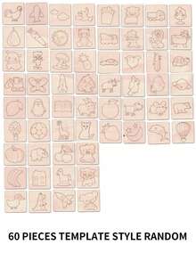 20pcs Christmas Decoration Montessori Wooden Animal & Fruit Pattern Painting Doodle Fill-In DIY Painting Template, Back To School - Multicolor - View 6