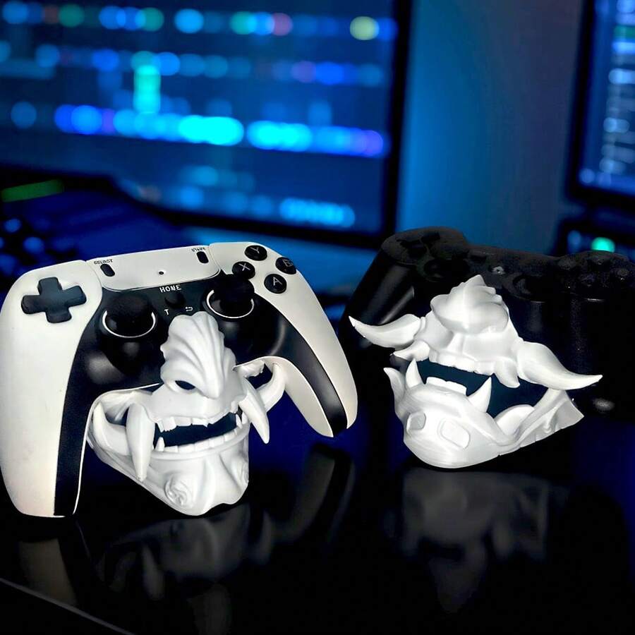 Giá đỡ tay cầm chơi game in 3D mặt nạ ma thuật Prajna Nhật Bản, phù hợp cho mọi loại giá đỡ tay cầm, kệ trưng bày mặt samurai ngầu để bàn, đồ trang trí bàn chơi game và quà tặng cho game thủ