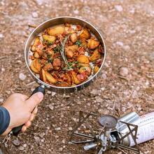CAMPINGMOON Outdoor Camping Deep Frying Pan Three-Layer Steel Portable Detachable Handle Suitable For Frying And Boiling CC-23 - Silver - View 5
