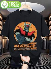 Anime für Männer<Magischer Dämon Z Zero>40Jubiläum T Hemd - Locker geschnittenes, kurzärmeliges Freizeithemd T Hemd,Bedruckt mit<Magischer Dämon Z Zero>Muster. - Schwarz - Übersicht 2
