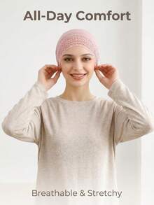 1pc [Rhinestone Lace Style]Muslim Women's Underscarf Cap, Modal Elastic Headwrap, Breathable Lace Rhinestone Design, Non-Tight Anti-Hair Loss, Suitable For Hijab Inner/Chemotherapy Cap/Daily Wear, Multiple Colors Available, Skin-Friendly Comfortable Versatile Style, Fashionable Elegant Sweat-Absorbent Breathable, Summer Refreshing Inner Cap, Perfect For Gifting To Friends Or Personal Use - Rhinestone Lace Hat - View 6