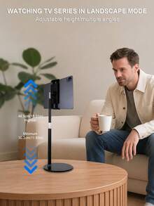 Height Adjustable Metal Phone Holder/Tablet Stand, Suitable For Desktop, Portable Display Stand, 360 Degree Rotating Adjustable Tablet Stand, Weighted Metal Base - View 3