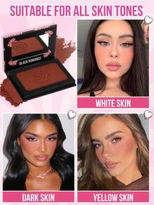 MISSLYN 1pc Black Romantic Blush Powder, Shiny Matte Finish, High Pigment Silky Texture, Lightweight Easy To Blend Natural Glow, Face Makeup Daily/Party/Summer, Y2K/Graduation/Soft Makeup, Blush Powder - #4 - View 8