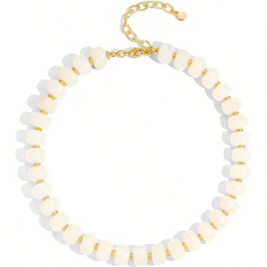 Resin Beads Necklace For Women Chunky Choker Necklaces Boho Colorful Acrylic Beaded Choker Necklace Chunky Statement Jewelry - Beige Necklace - View 1