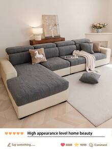 1pc All-Season Fleece Jacquard Anti-Slip Sofa Cushion Cover, Style Soft Skin-Friendly Pet-Proof Elastic Sofa Cover, Spring/Autumn Cat Scratch-Resistant Sofa Slipcover Suitable For Living Room L-Shaped Sectional And 1/2/3/4-Seater Sofas (1 Piece Sold) - Dark Grey - View 7