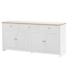 White Sideboard With Wood Grain Finish - Living Room Or Dining Room - 白色 - 查看 8