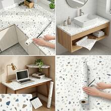 1 Roll Fresh Terrazzo Pattern Self-Adhesive Wallpaper, Vinyl Material Removable Wallpaper, Modern Minimalist Style, Ins Style Decoration, Kitchen Backsplash, Stove, Disinfection Cabinet, Cabinet, Art Wall, Home Decor, Wall Decor, Kitchen Decor - 1PC - View 7