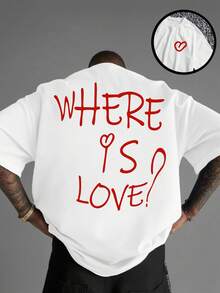 Tops,Where Is The Handwritten Style Red Love? Valentine'S Day T-Shirt - 白色 - 查看 2