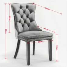 Set Of 2 65 Cm Dining Chairs In Velvet For Kitchen And Dining Room - 藍色 - 查看 8